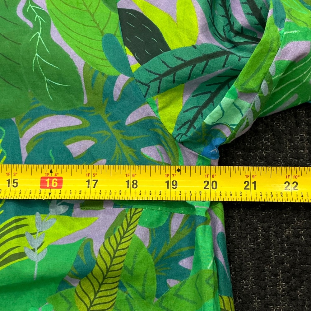 Vilagallo Tropical Jungle Print Cotton Button Up Shirt Green Purple Size 42 - Picture 6 of 8